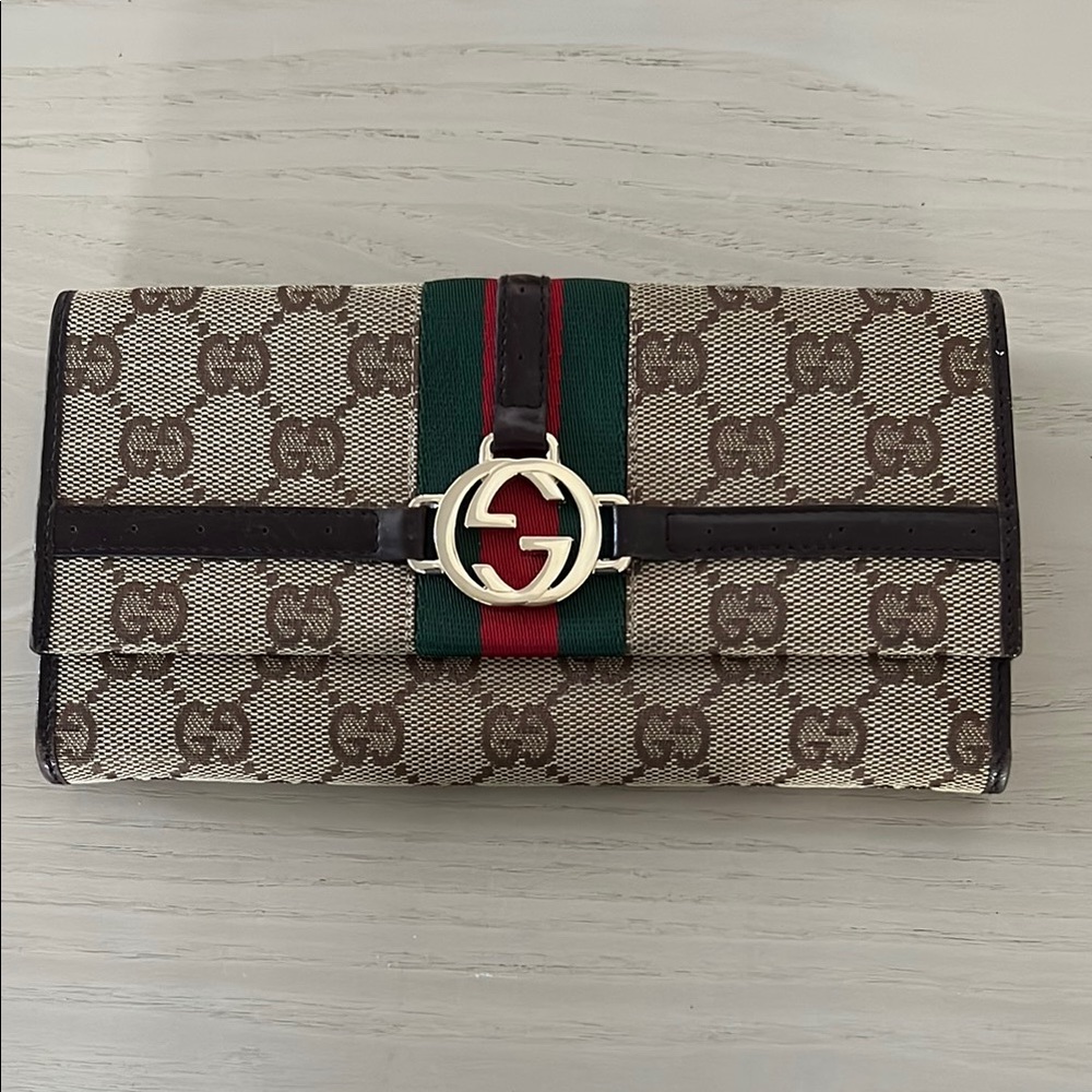 Gucci Ophidia Cream and Brown Wallet with Iconic GG Monogram. OBO.